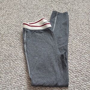 Roots Charcoal Leggings with Red and Cream Waistband